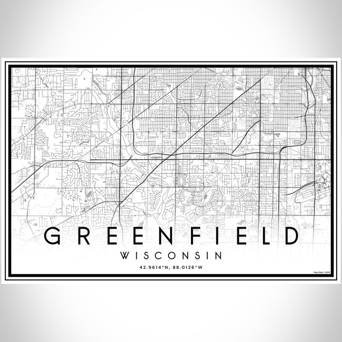 Greenfield Wisconsin Map Print Landscape Orientation in Classic Style With Shaded Background