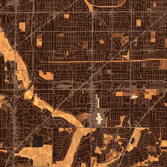 Greenfield Wisconsin Map Print in Ember Style Zoomed In Close Up Showing Details