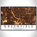 Greenfield Wisconsin Map Print Landscape Orientation in Ember Style With Shaded Background