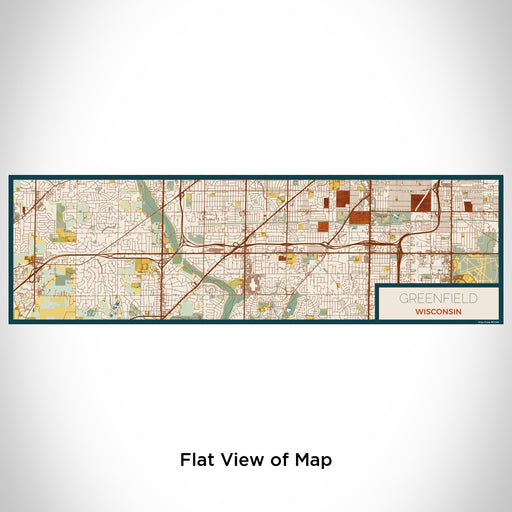Flat View of Map Custom Greenfield Wisconsin Map Enamel Mug in Woodblock