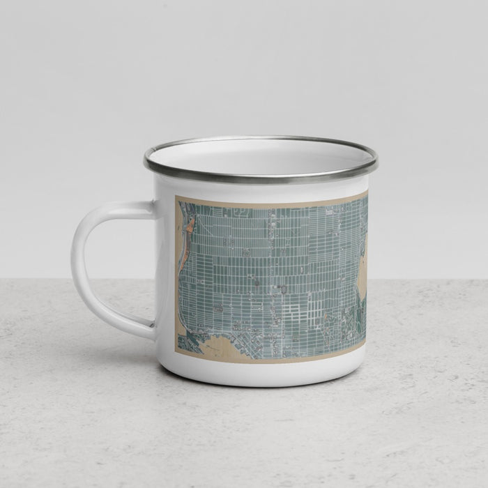 Left View Custom Green Lake Seattle Map Enamel Mug in Afternoon