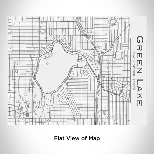 Rendered View of Green Lake Seattle Map Engraving on 20oz Stainless Steel Insulated Bottle with Bamboo Top in White