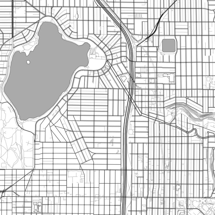Green Lake Seattle Map Print in Classic Style Zoomed In Close Up Showing Details