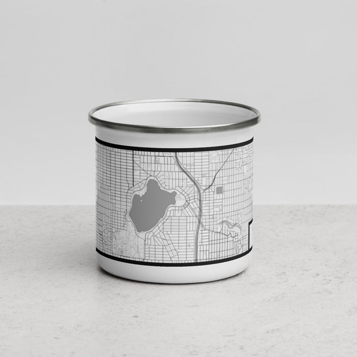 Front View Custom Green Lake Seattle Map Enamel Mug in Classic