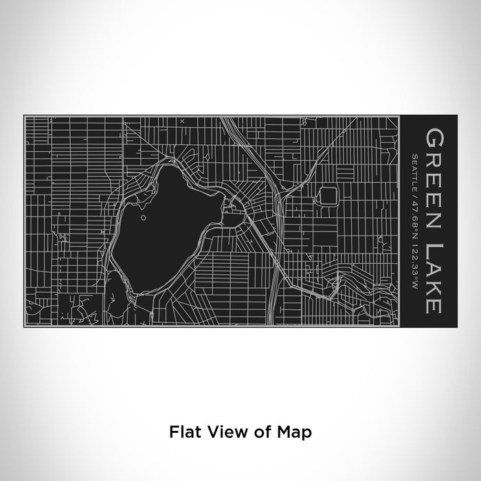 Rendered View of Green Lake Seattle Map Engraving on 17oz Stainless Steel Insulated Cola Bottle in Black