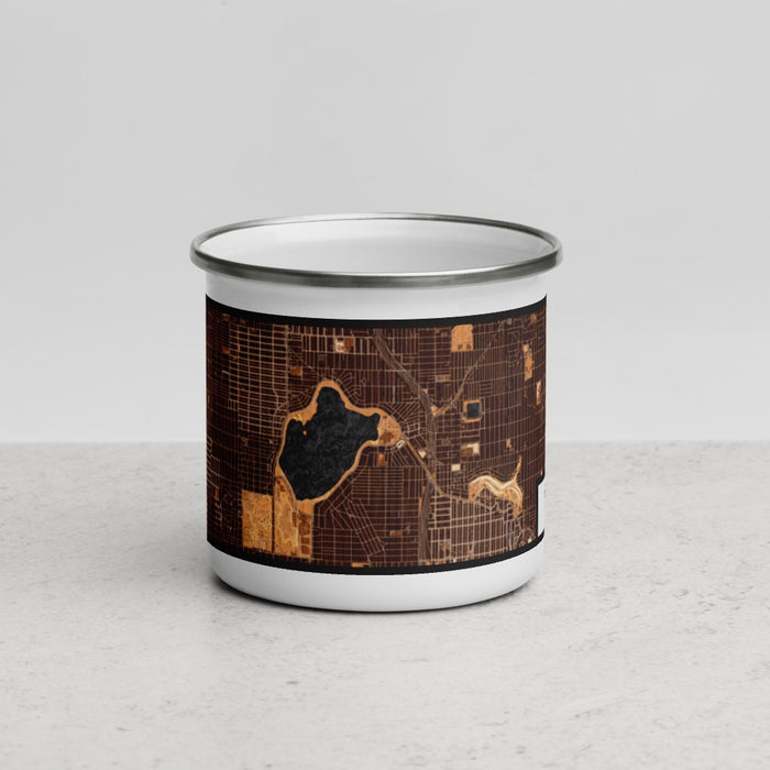 Front View Custom Green Lake Seattle Map Enamel Mug in Ember