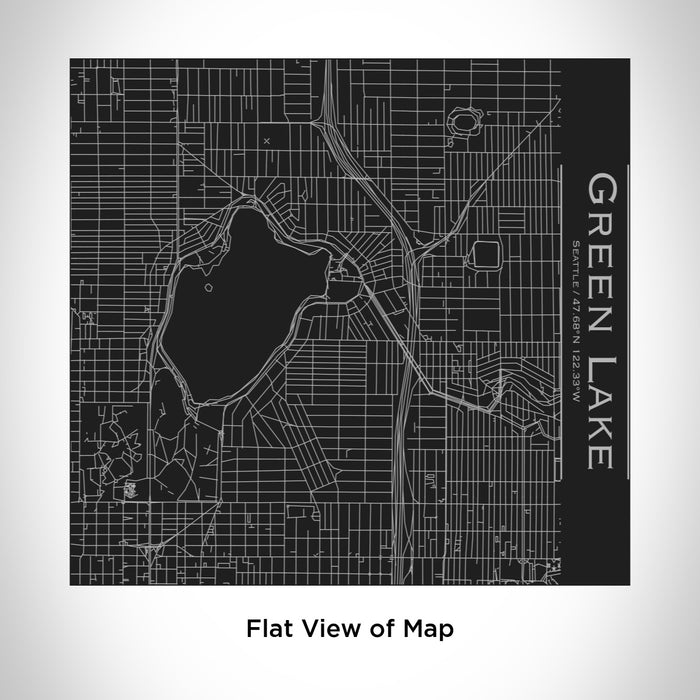 Rendered View of Green Lake Seattle Map Engraving on 17oz Stainless Steel Insulated Tumbler in Black