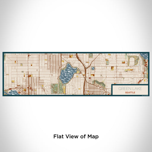 Flat View of Map Custom Green Lake Seattle Map Enamel Mug in Woodblock