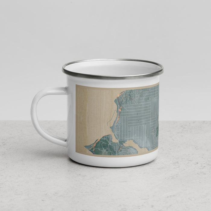 Left View Custom Green Lake Washington Map Enamel Mug in Afternoon