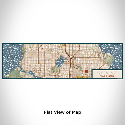 Flat View of Map Custom Green Lake Washington Map Enamel Mug in Woodblock