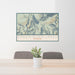 24x36 Green River Lakes Wyoming Map Print Lanscape Orientation in Woodblock Style Behind 2 Chairs Table and Potted Plant