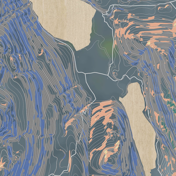 Green River Lakes Wyoming Map Print in Afternoon Style Zoomed In Close Up Showing Details