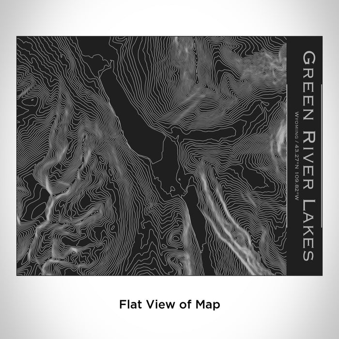 Rendered View of Green River Lakes Wyoming Map Engraving on 20oz Stainless Steel Insulated Bottle with Bamboo Top in Black