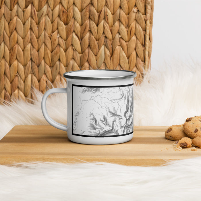 Left View Custom Green River Lakes Wyoming Map Enamel Mug in Classic on Table Top