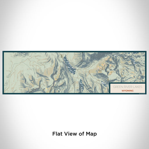 Flat View of Map Custom Green River Lakes Wyoming Map Enamel Mug in Woodblock