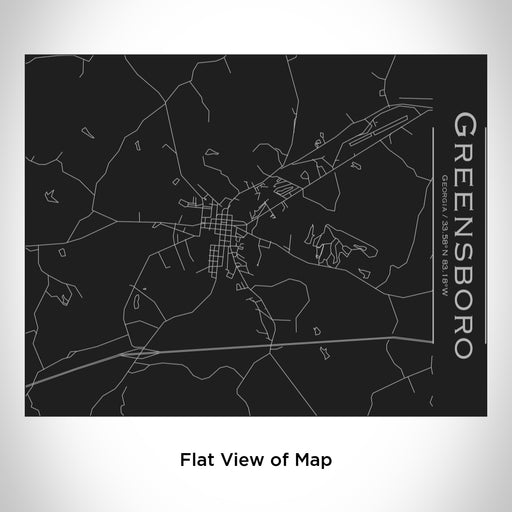 Rendered View of Greensboro Georgia Map Engraving on 20oz Stainless Steel Insulated Bottle with Bamboo Top in Black