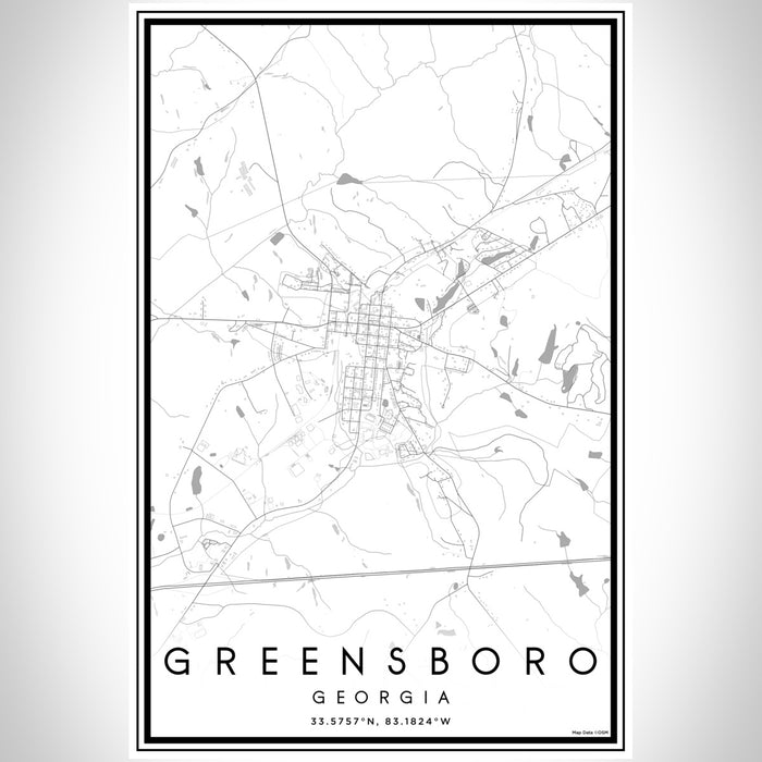 Greensboro Georgia Map Print Portrait Orientation in Classic Style With Shaded Background