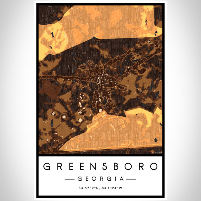 Greensboro Georgia Map Print Portrait Orientation in Ember Style With Shaded Background
