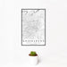 12x18 Greensboro North Carolina Map Print Portrait Orientation in Classic Style With Small Cactus Plant in White Planter