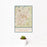 12x18 Greensboro North Carolina Map Print Portrait Orientation in Woodblock Style With Small Cactus Plant in White Planter