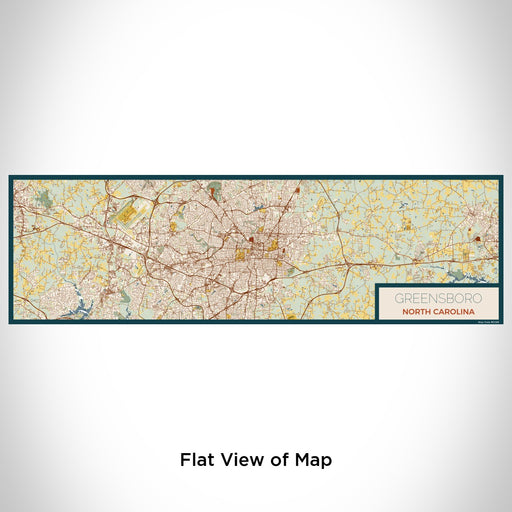 Flat View of Map Custom Greensboro North Carolina Map Enamel Mug in Woodblock