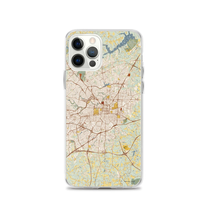 Custom Greensboro North Carolina Map iPhone 12 Pro Phone Case in Woodblock