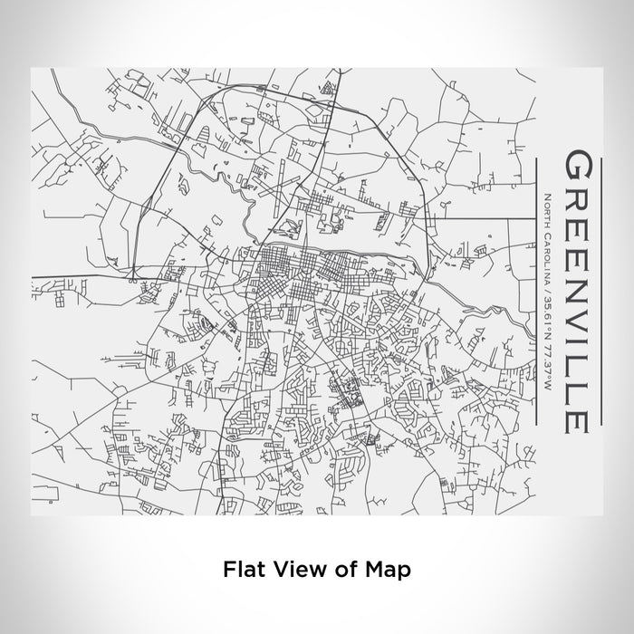 Rendered View of Greenville North Carolina Map Engraving on 20oz Stainless Steel Insulated Bottle with Bamboo Top in White