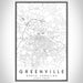 Greenville North Carolina Map Print Portrait Orientation in Classic Style With Shaded Background
