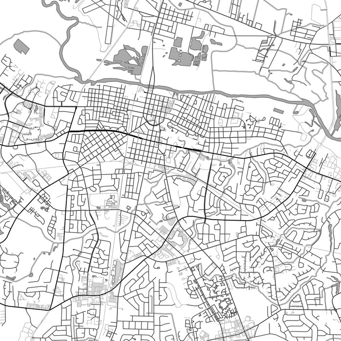 Greenville North Carolina Map Print in Classic Style Zoomed In Close Up Showing Details