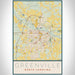 Greenville North Carolina Map Print Portrait Orientation in Woodblock Style With Shaded Background