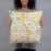 Person holding 18x18 Custom Greenville North Carolina Map Throw Pillow in Woodblock