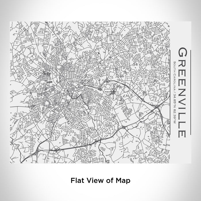 Rendered View of Greenville South Carolina Map Engraving on 20oz Stainless Steel Insulated Bottle with Bamboo Top in White