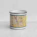 Front View Custom Greenwood Indiana Map Enamel Mug in Woodblock