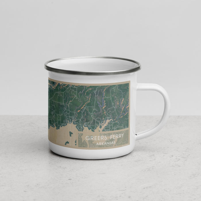 Right View Custom Greers Ferry Arkansas Map Enamel Mug in Afternoon