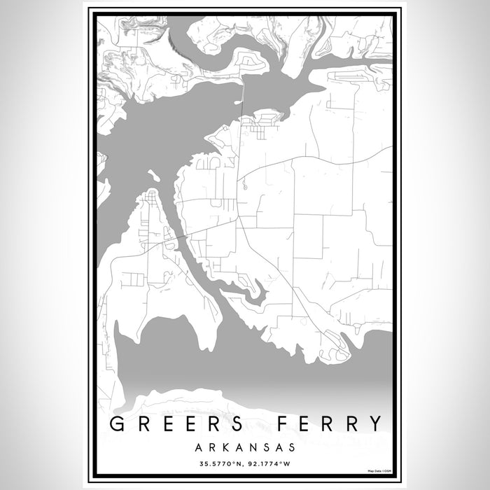 Greers Ferry Arkansas Map Print Portrait Orientation in Classic Style With Shaded Background