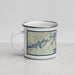 Left View Custom Greers Ferry Arkansas Map Enamel Mug in Woodblock