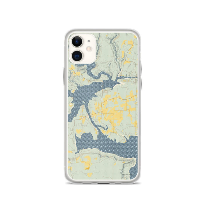 Custom iPhone 11 Greers Ferry Arkansas Map Phone Case in Woodblock