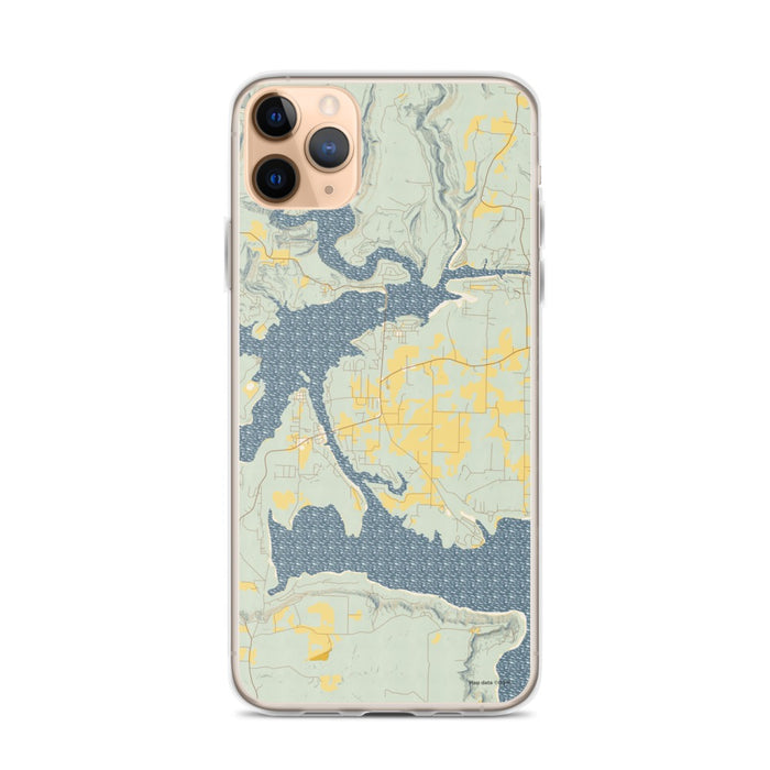 Custom iPhone 11 Pro Max Greers Ferry Arkansas Map Phone Case in Woodblock