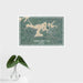 16x24 Greers Ferry Lake Arkansas Map Print Landscape Orientation in Afternoon Style With Tropical Plant Leaves in Water