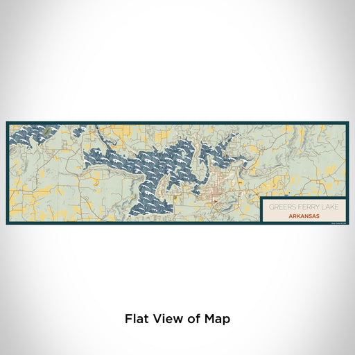 Flat View of Map Custom Greers Ferry Lake Arkansas Map Enamel Mug in Woodblock