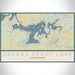 Greers Ferry Lake Arkansas Map Print Landscape Orientation in Woodblock Style With Shaded Background
