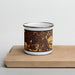 Front View Custom Gresham Oregon Map Enamel Mug in Ember on Cutting Board