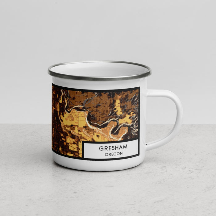 Right View Custom Gresham Oregon Map Enamel Mug in Ember