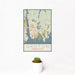 12x18 Groton Connecticut Map Print Portrait Orientation in Woodblock Style With Small Cactus Plant in White Planter