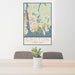 24x36 Groton Connecticut Map Print Portrait Orientation in Woodblock Style Behind 2 Chairs Table and Potted Plant