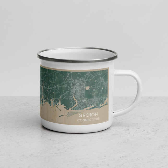 Right View Custom Groton Connecticut Map Enamel Mug in Afternoon