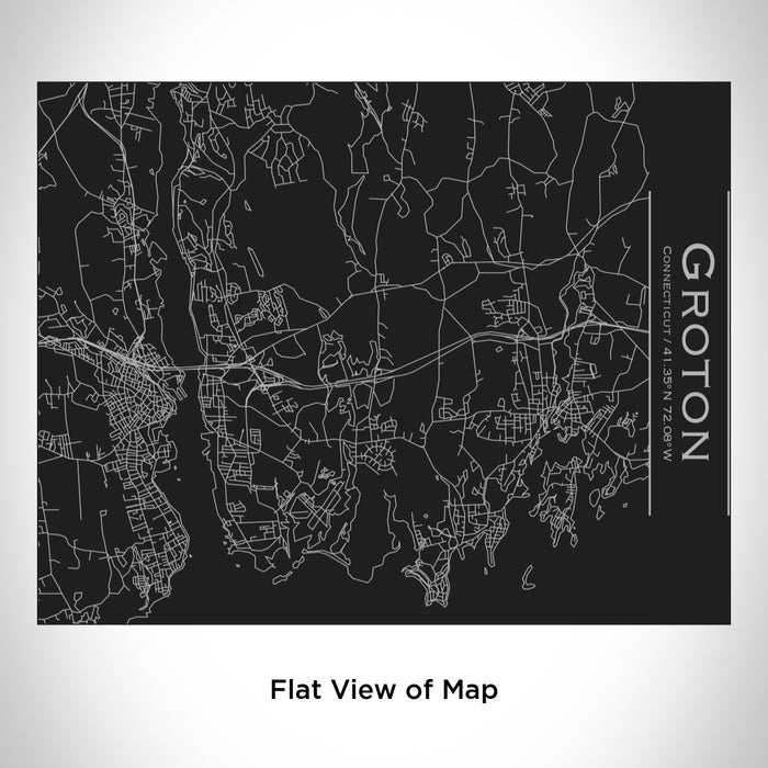 Rendered View of Groton Connecticut Map Engraving on 20oz Stainless Steel Insulated Bottle with Bamboo Top in Black