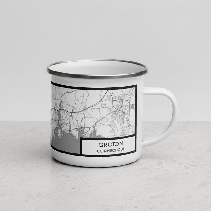 Right View Custom Groton Connecticut Map Enamel Mug in Classic