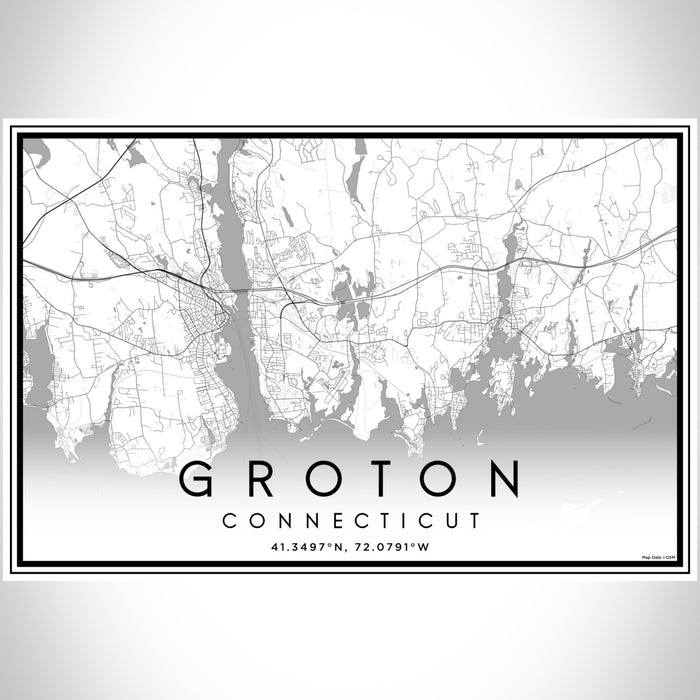 Groton Connecticut Map Print Landscape Orientation in Classic Style With Shaded Background