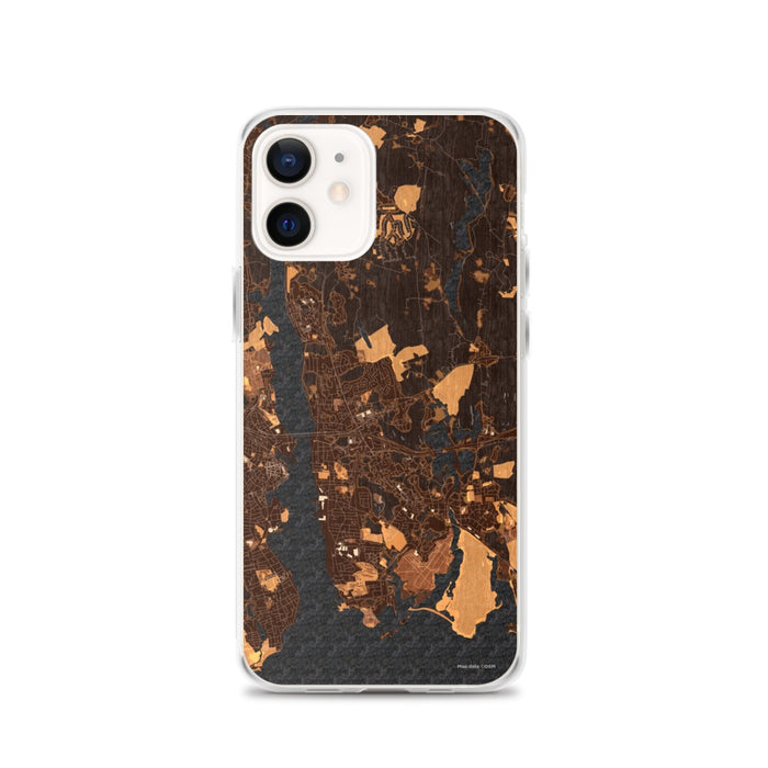 Custom iPhone 12 Groton Connecticut Map Phone Case in Ember